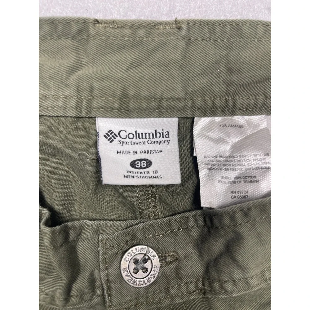 Columbia Cargo Shorts 100% Cotton Olive Green 38 Mens